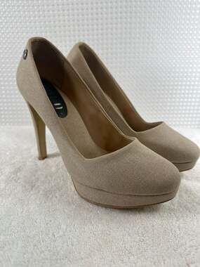 Diesel Beige Canvas Platform Pumps Size 38